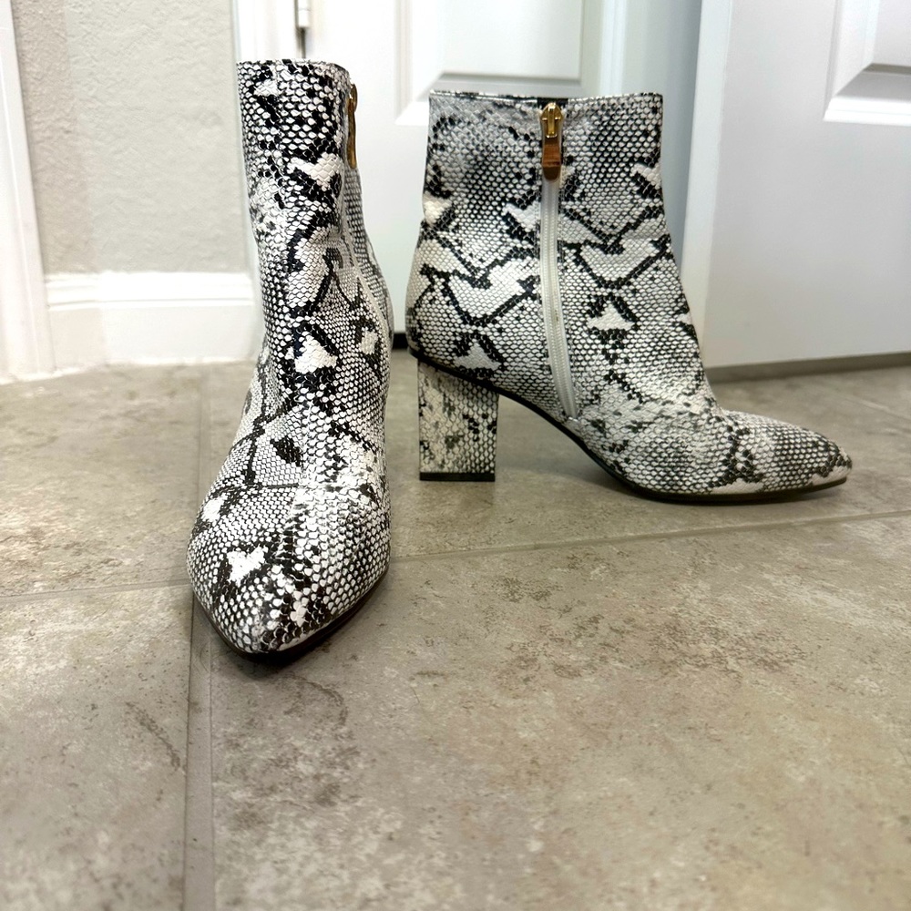 Snakeskin booties